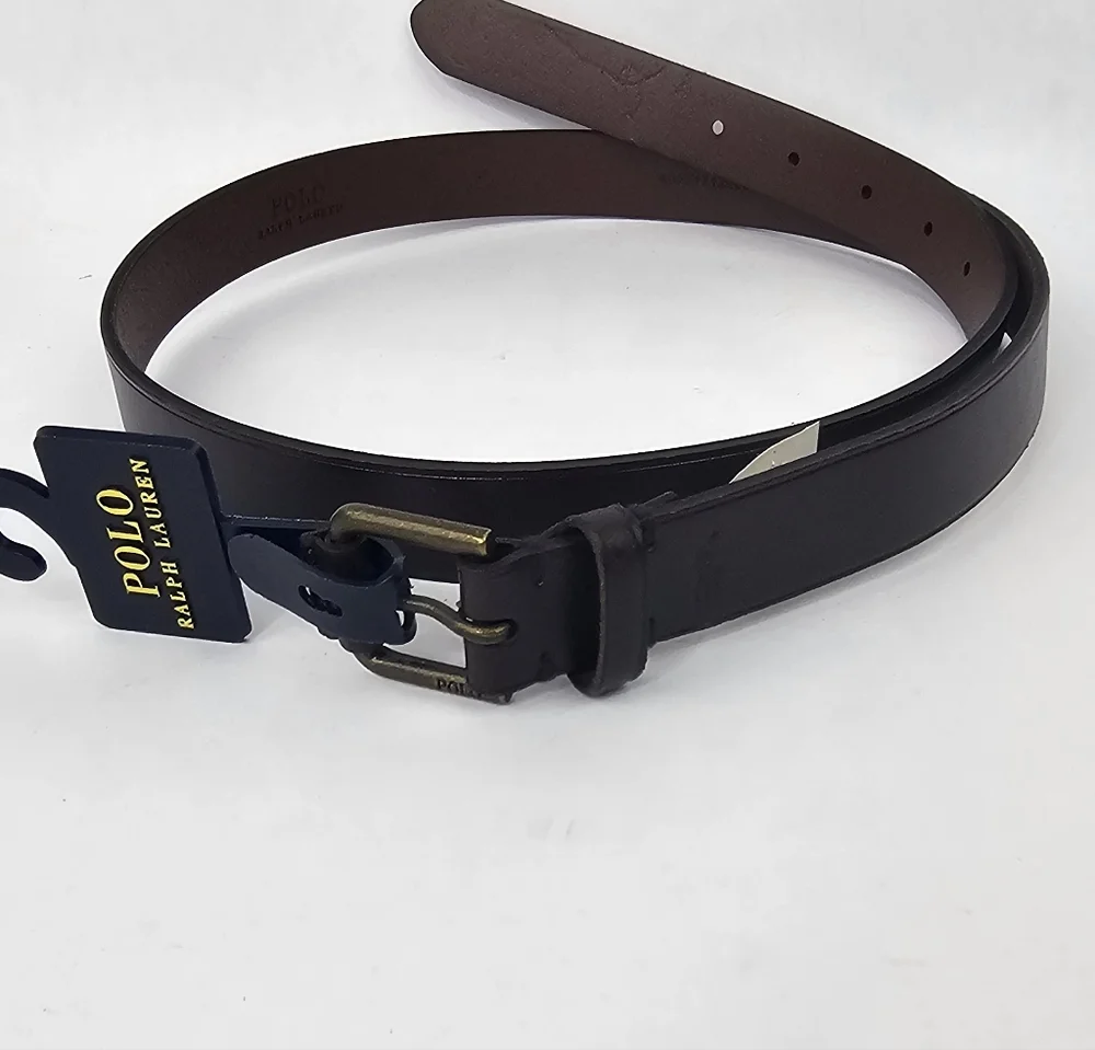 Polo by Ralph Lauren Men's Dark Brown Leather Belt Size 38 NEW